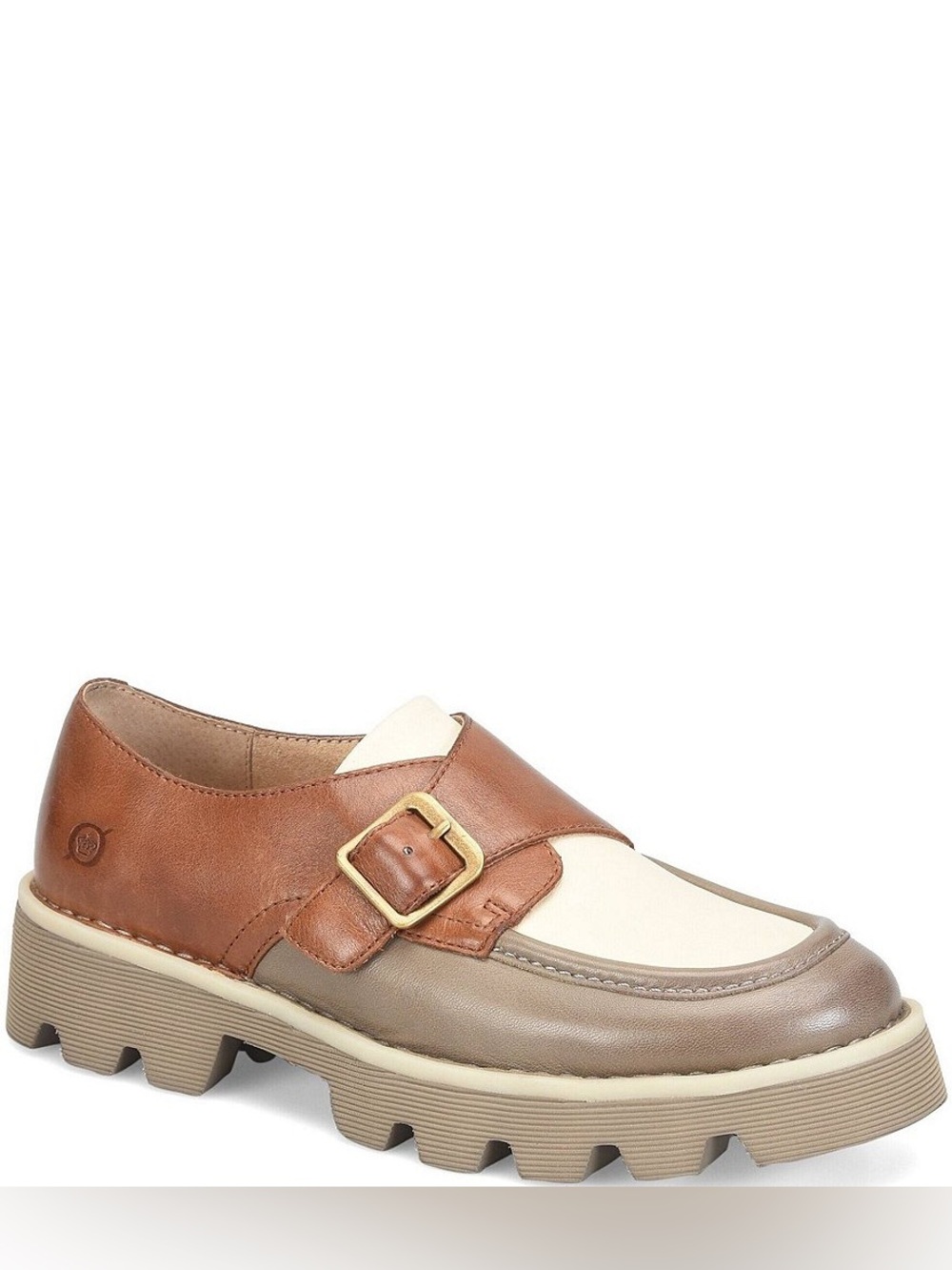 NWT Born Sammi Leather Monk Strap Lugged Platform Loafers Sz 6,5 - Picture 2 of 16